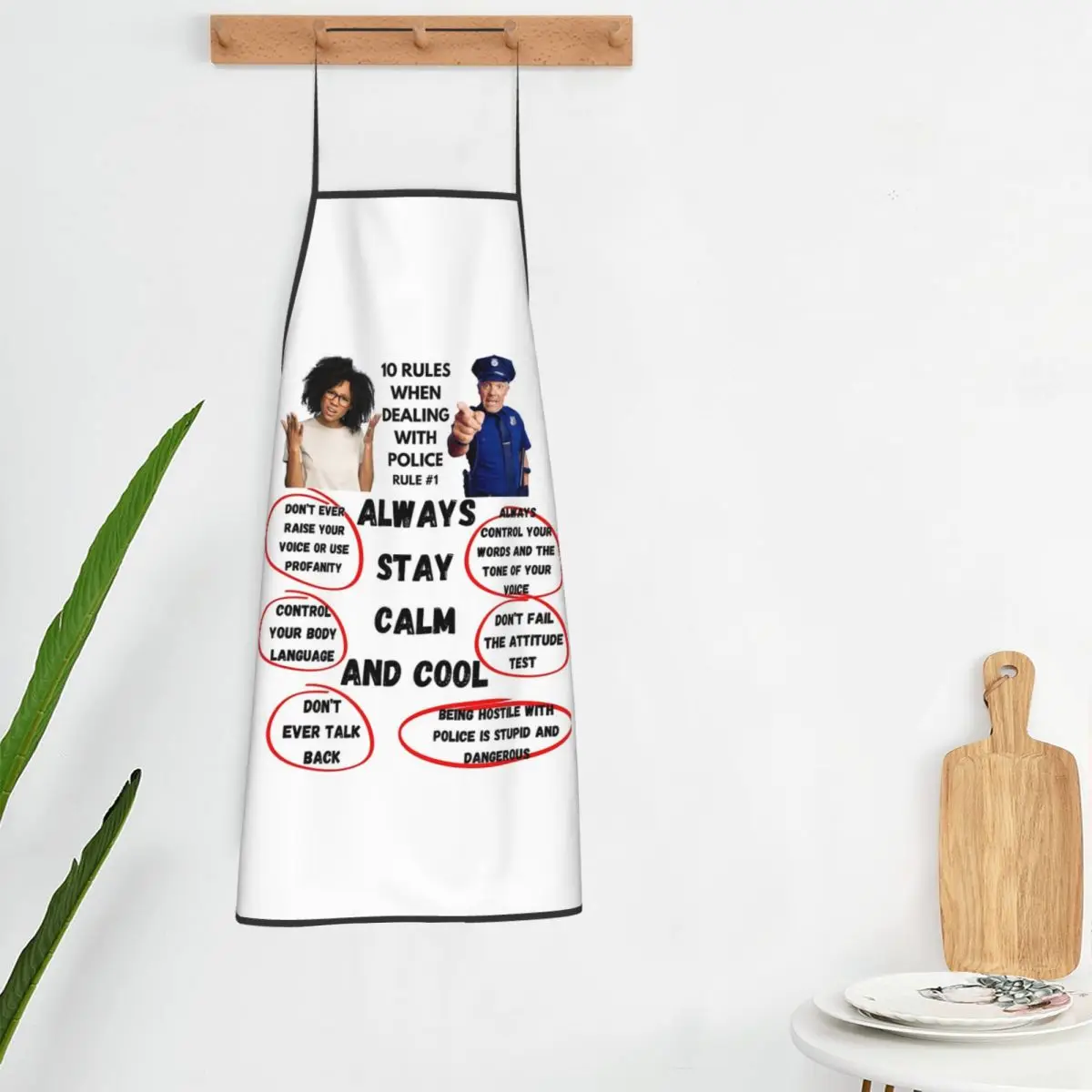 Rule #1 When Dealing With Police Apron Chef Cooking Tablier Waterproof Bib Kitchen Cleaning Pinafore for Women Men Gardening