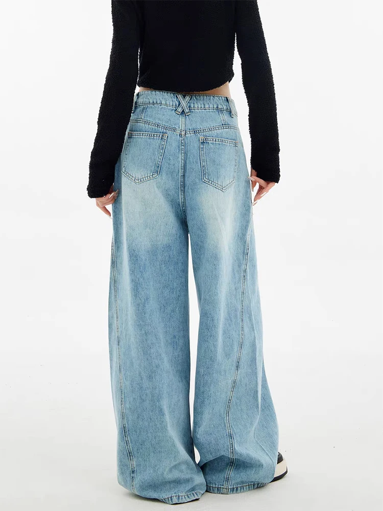 Fashionable Retro Wide Leg Jeans Women High Waist Loose Denim Pants Autumn Casual Versatile Straight Pants