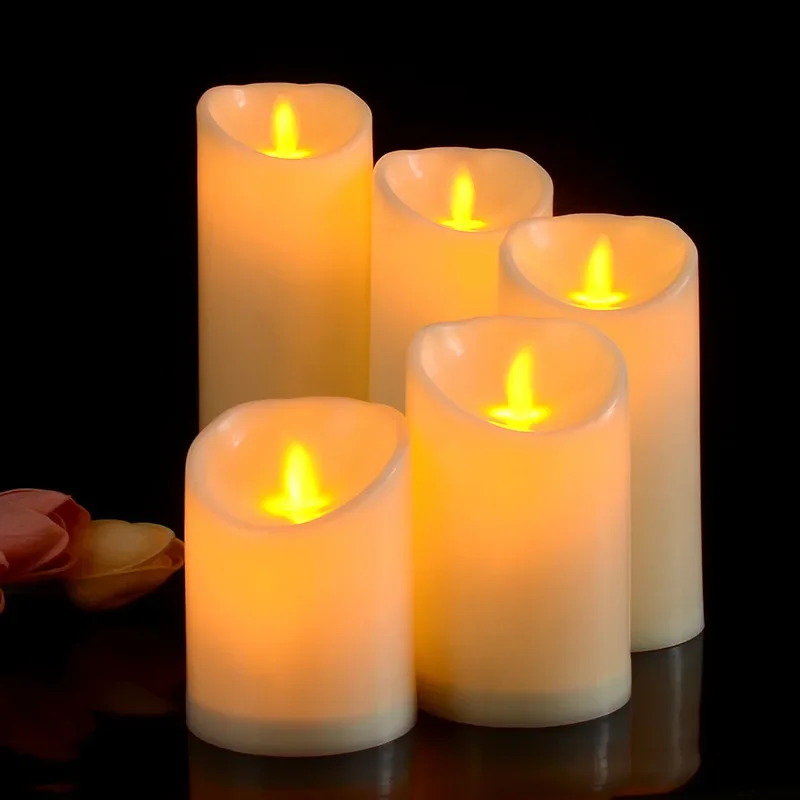 LED electronic candle light swaying and shaking simulation plastic candle wedding restaurant atmosphere light source 5PC