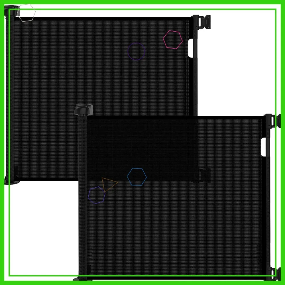 

Retractable Baby Gate for Doorways and Stairs, 33.6" Tall, Expands to 55" Wide, One-Hand Operation, Easy Installation (Black)