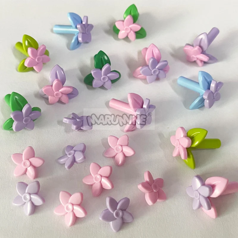 Marumine 50PCS MOC Friend Blocks Accessories Flower 18853 Compatible Building Blocks Mini Person Hair Decoration Assembled Parts