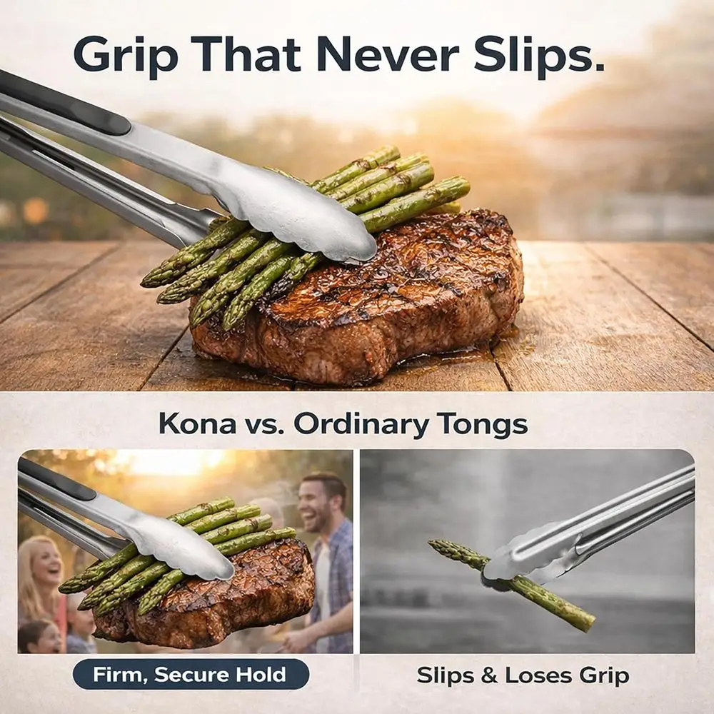 Stainless Steel Locking Grill Tongs 18 inch, Sturdy, Heavy Duty Tongs - Great for Cooking, Grilling, and Barbecue