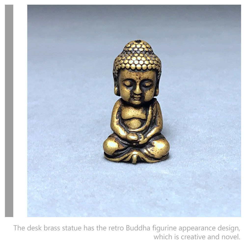 

Compact Brass Buddha Sculpture Vintage Style Tabletop Decoration for Desk Home Temple Fine Texture Non-Tip Base Smooth Finish
