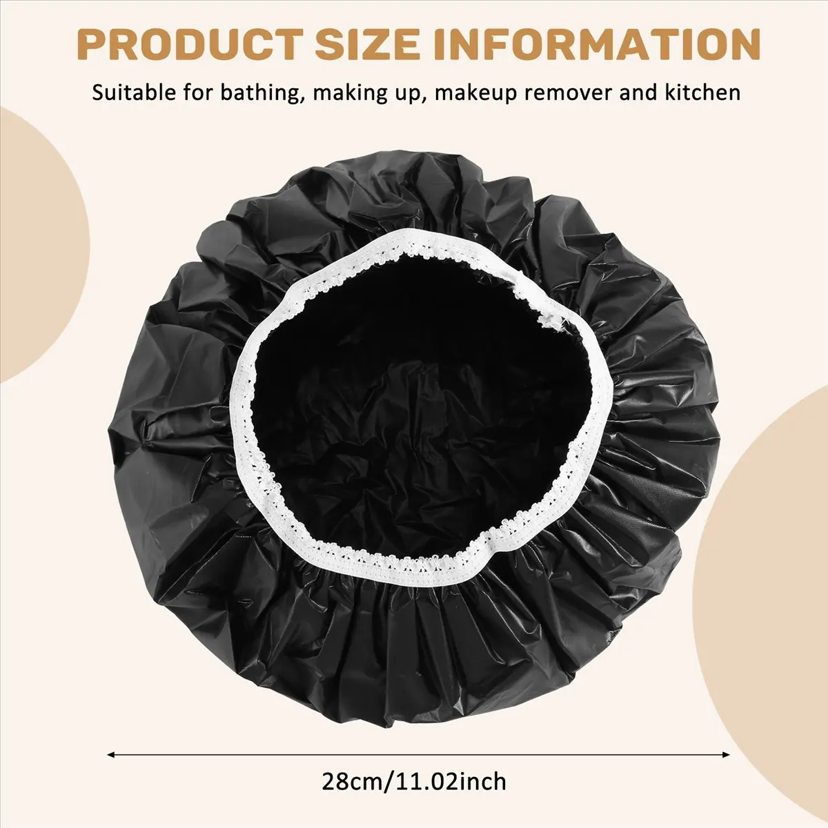 

BABQ 1Pcs Household Waterproof Shower Cap, Swimming Cap, Hotel Elastic Shower Cap Hair Set (Black)