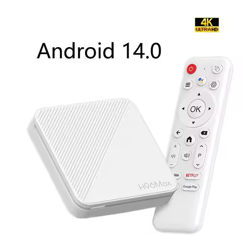 Smart TV Box H96 MAX Android 14 Wifi6 BT Remote Control 4K Quad Core Voice Assistant Media Player Set Top Box