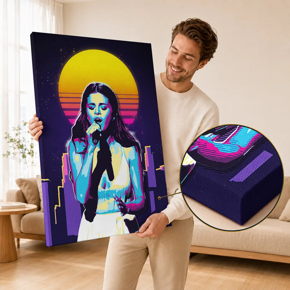 Selena Gomez Canvas Print Poster Customized Photo Vibrant Pop Singer Style Canvas Wall Art For Music Room And Bedroom Fan Gift