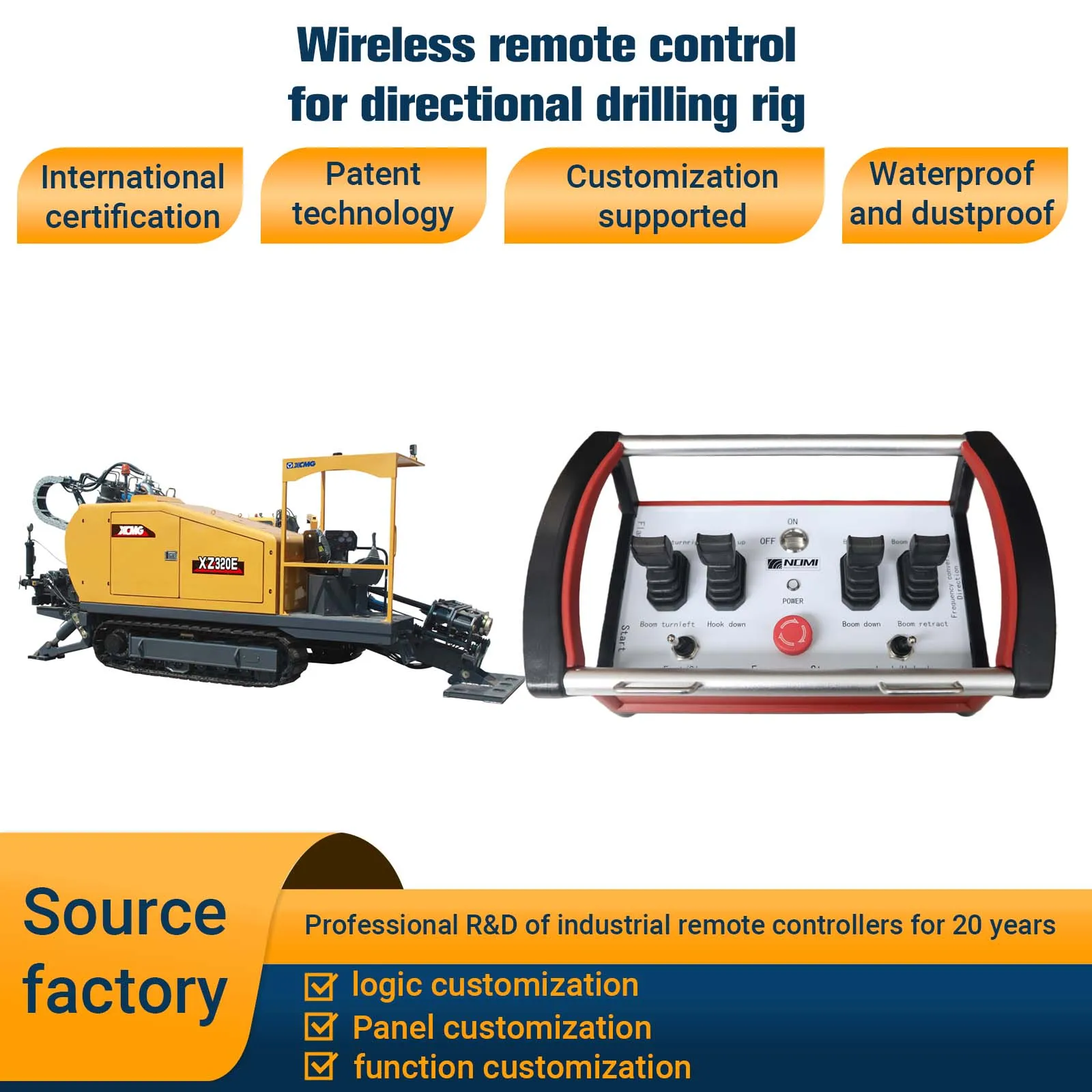 Factory Waterproof Wireless Remote Control for Hydraulic Proportional Control Levers in Construction Machinery for Concrete Pump