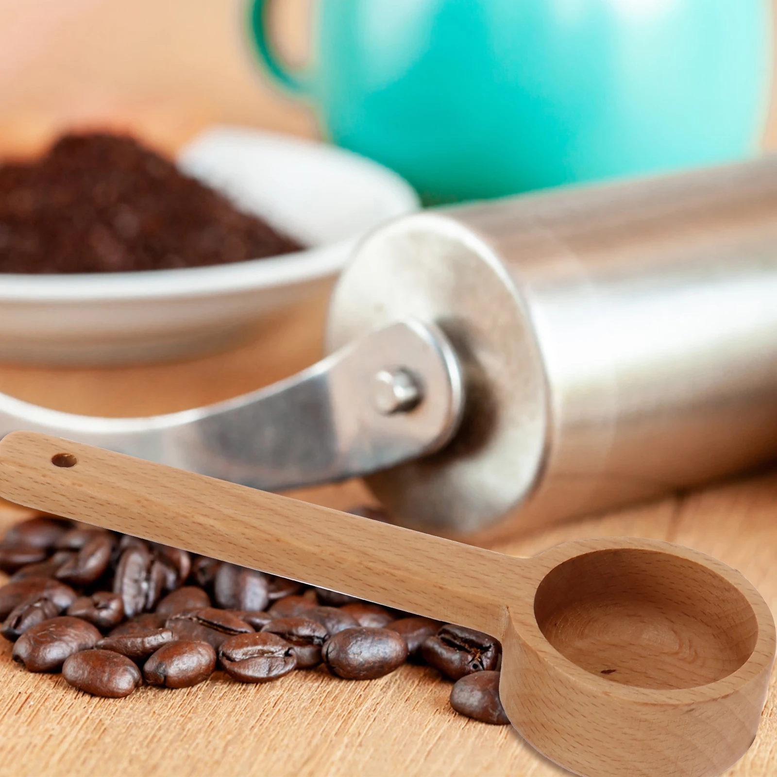 

Кофейная ложка Многоцелевой ковш для воды Столовая ложка из бука Деревянный мерный порошок