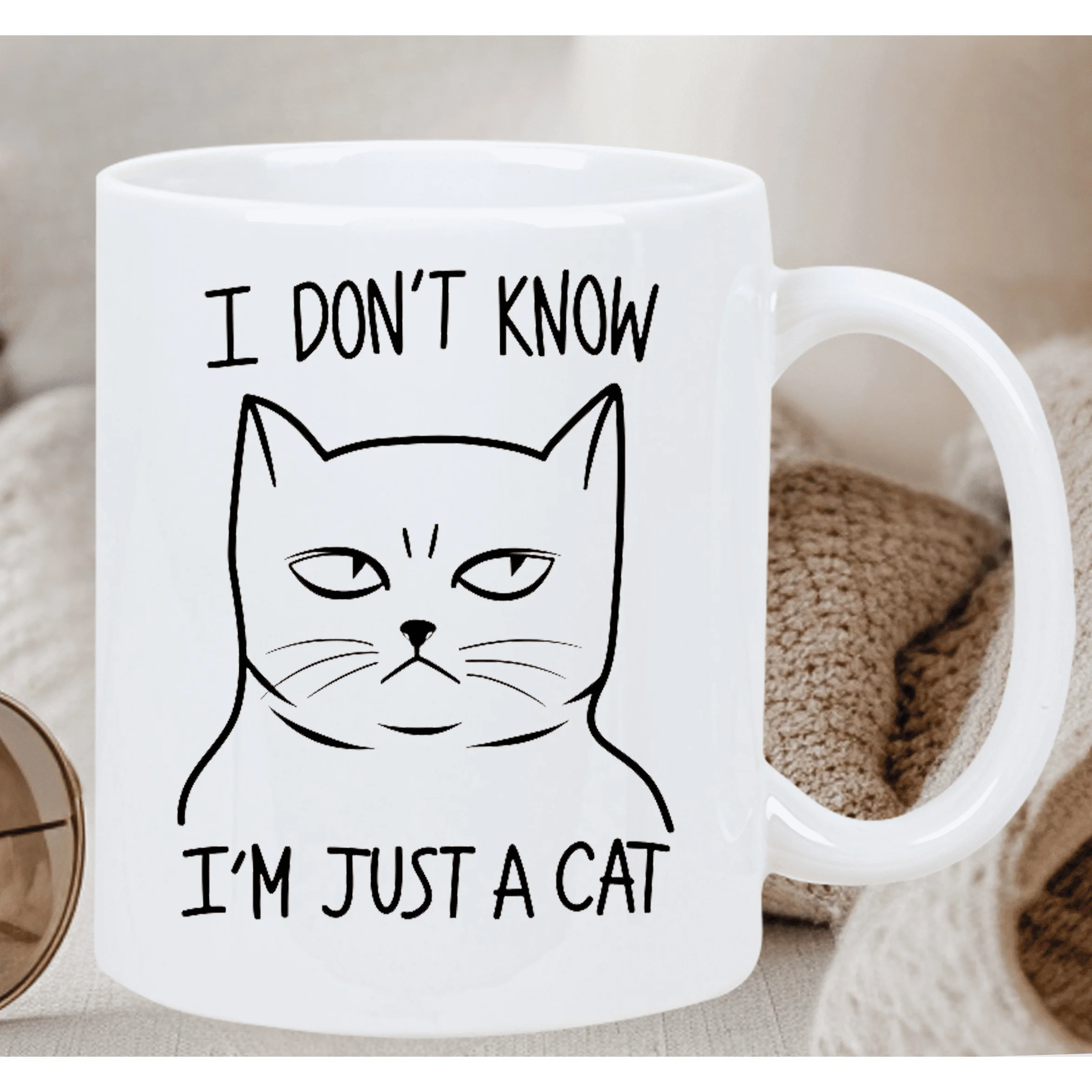 I Don't Know, I'm Just a Cat Ceramic Mug - Funny Cat Design, Perfect Gift for Coffee and Tea Lovers, Unique Novelty Present