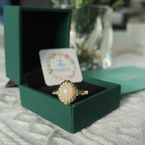 Gorgeous 925 sterling silver women's Ring Colorful Natural Oval 6*8mm Ethiopia Opal fine jewelry for Engagement and Wedding gift