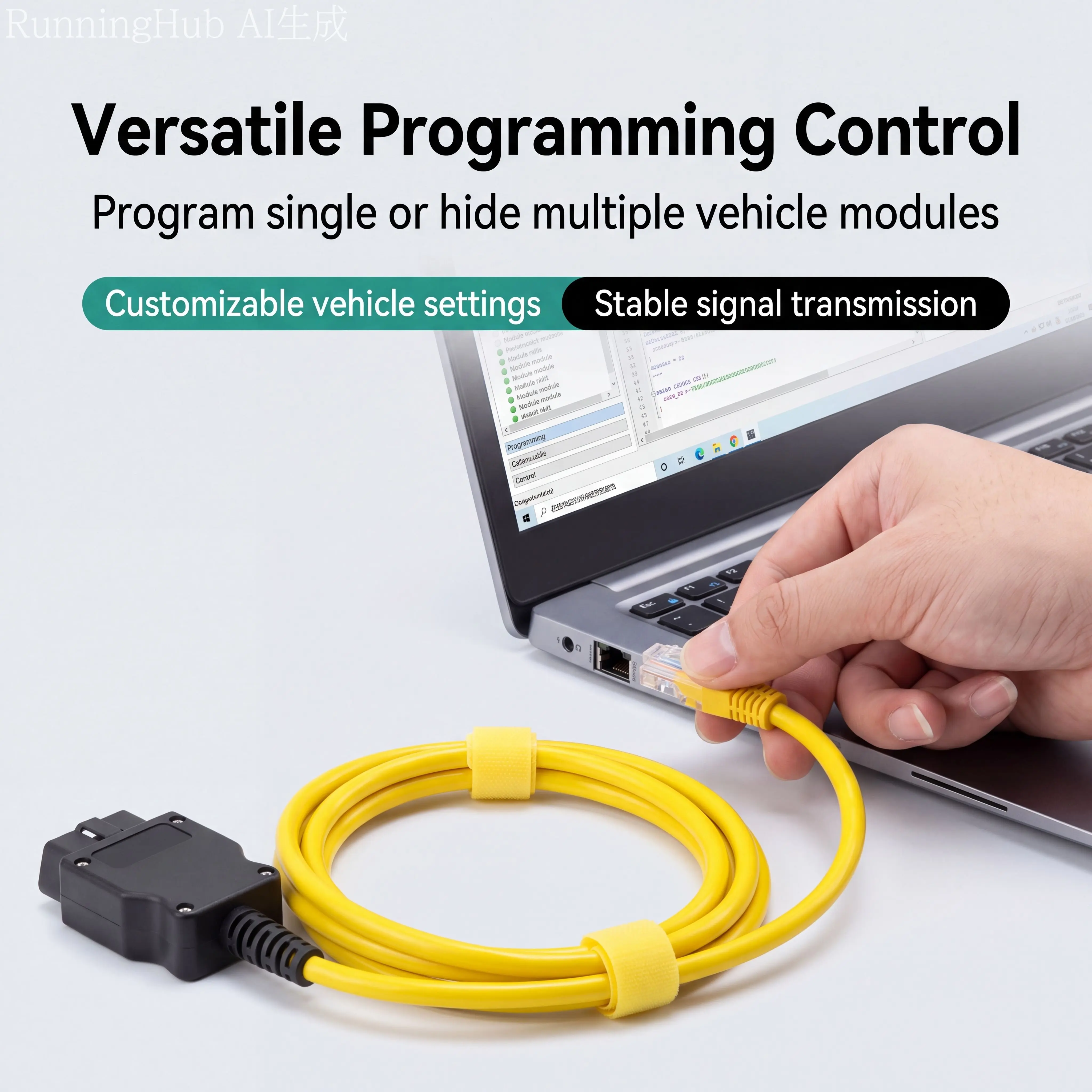 Vehicle ENET cable E-SYS ICOM, used for vehicle programming to flash the hidden detection device diagnostic tool, 2 meters long