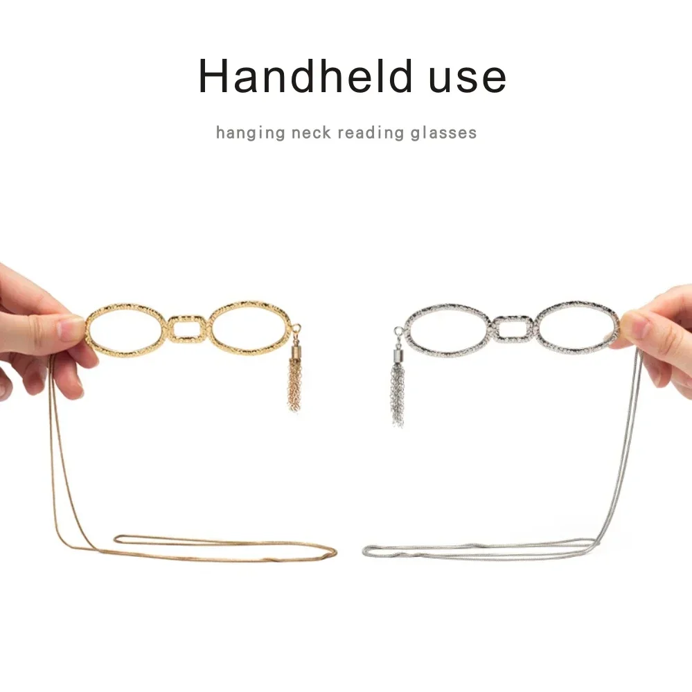 Hanging Neck Reading Glasses Presbyopia Women Alloy Ultra Light Lens Eyewear Presbyopia