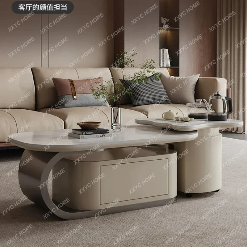 Classic Design Beige Coffee Tables Hidden Storage  Coffee Table Modern White Mesa De Centro Sala