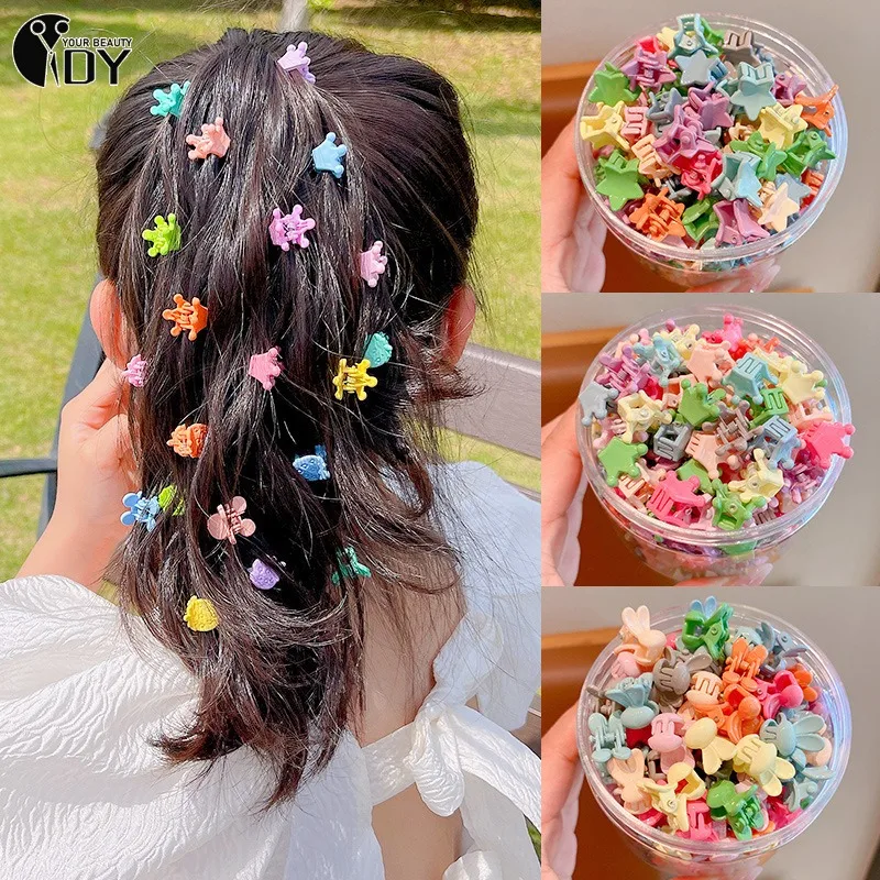 100pcs Solid Hair Claw Mini Cute Banana Clip Cartoon Headwear Little Girls Hairpins Non Slip Kid Hair Styling Accessories