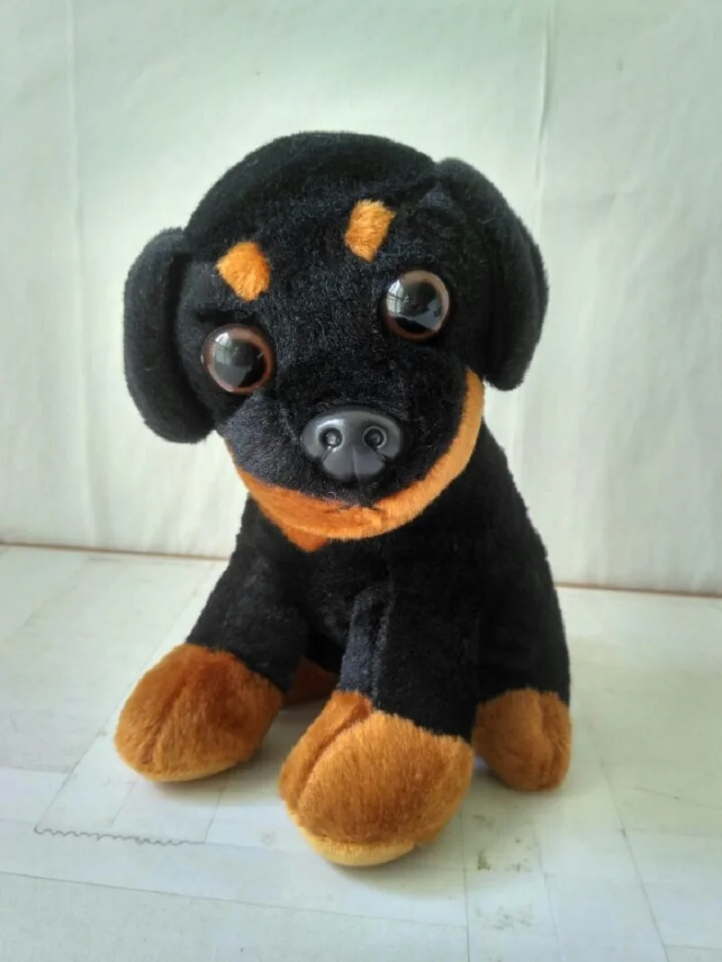 About 20cm Squatting Rottweiler Dog Plush Toy Soft Doll Kids Toy Birthday Gift h1808