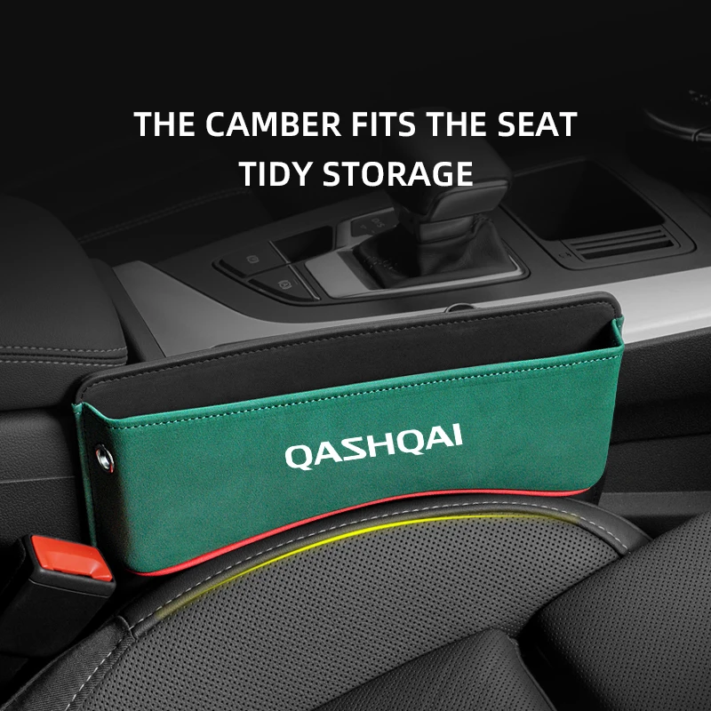 Multifunction Seat Crevice Storage Box For Nissan Qashqai auto Car Seat Gap Organizer Seat Side Bag Reserved Charging Cable Hole