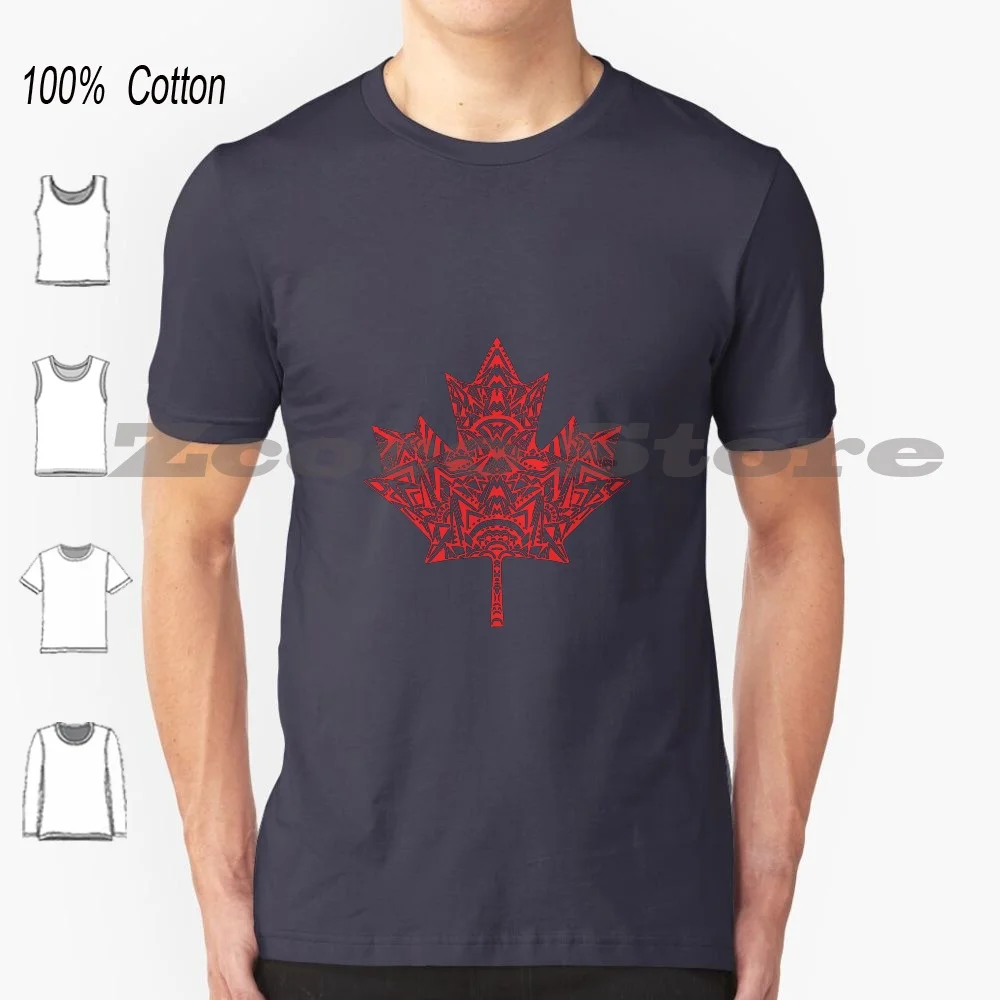 Canada Zentangle Designed By Hayley Lauren Design T Shirt 100% Cotton Comfortable High-Quality Doodle Canada Canadian Red Flag