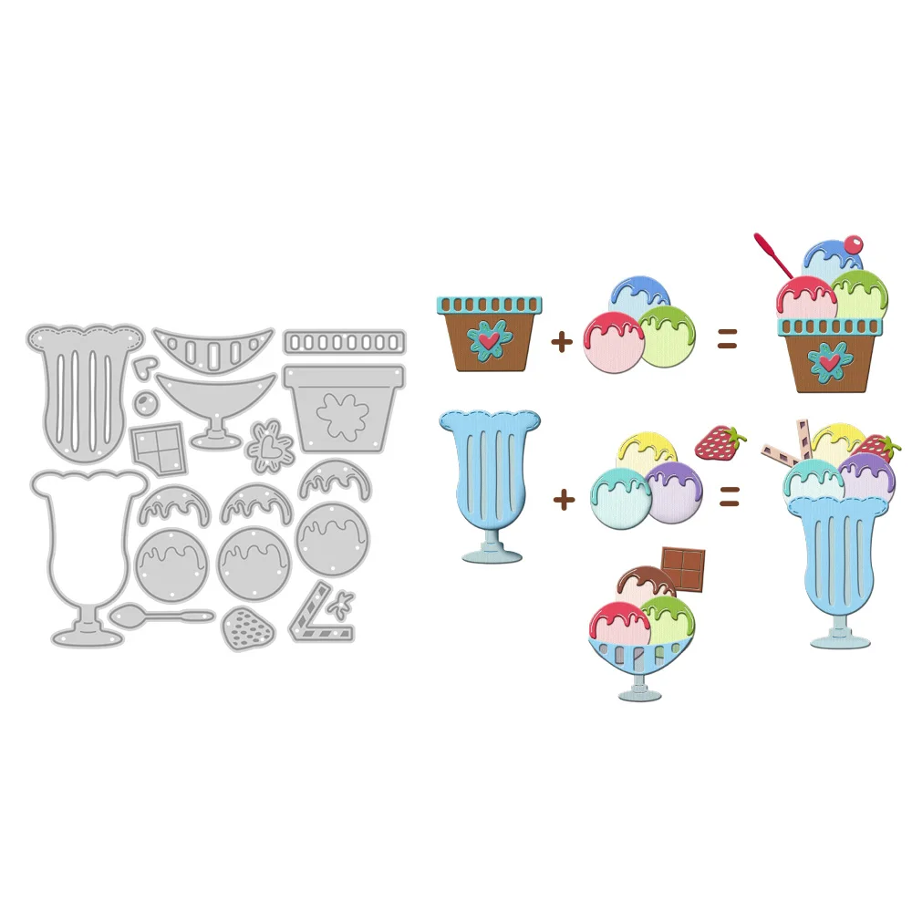 

MangoCraft Cooling Sweet Ice-cream Cutting Dies DIY Scrapbooking Supplies Metal Dies Knife Mold For Card Making Albums Decor