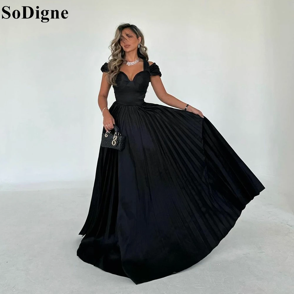 

SoDigne Black A-Line Evening Dresses Off Shoulder Sweetheart Elegant Party Dress Sleeveless 2024 Formal Prom Gowns for Women