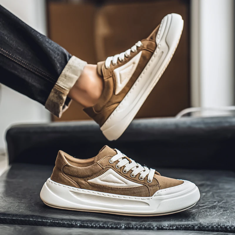 

Men's Hong Kong Style Canvas Shoes, Fashionable and Breathable Thick Soled Sports Shoes, Outdoor Student Fashion Casual Shoes