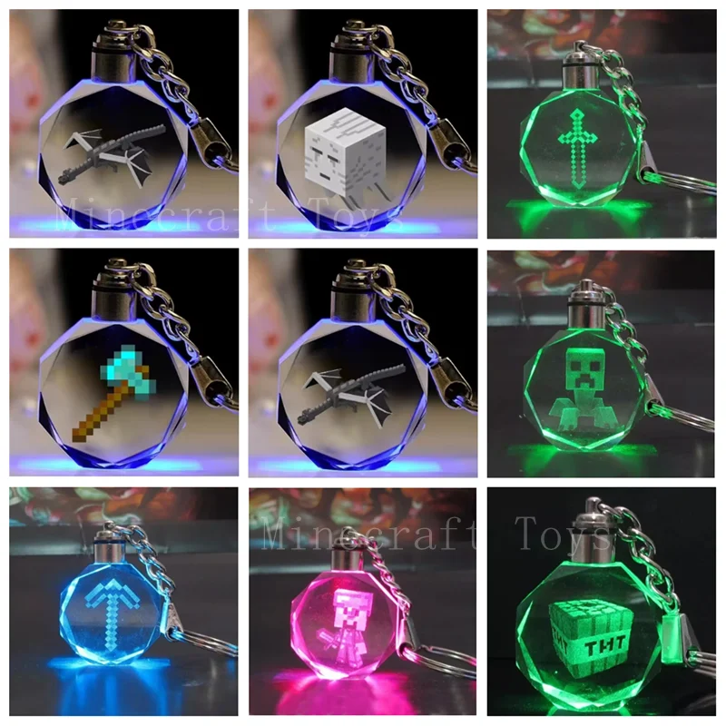 Рюкзак Minecraft «Мой мир» с LED-подсветкой, цветной кулон, меч, топор, крипер, брелок, светящаяся игрушка, кукла, Стив, Энд, Шэдоу, игрушки, подарок на день рождения