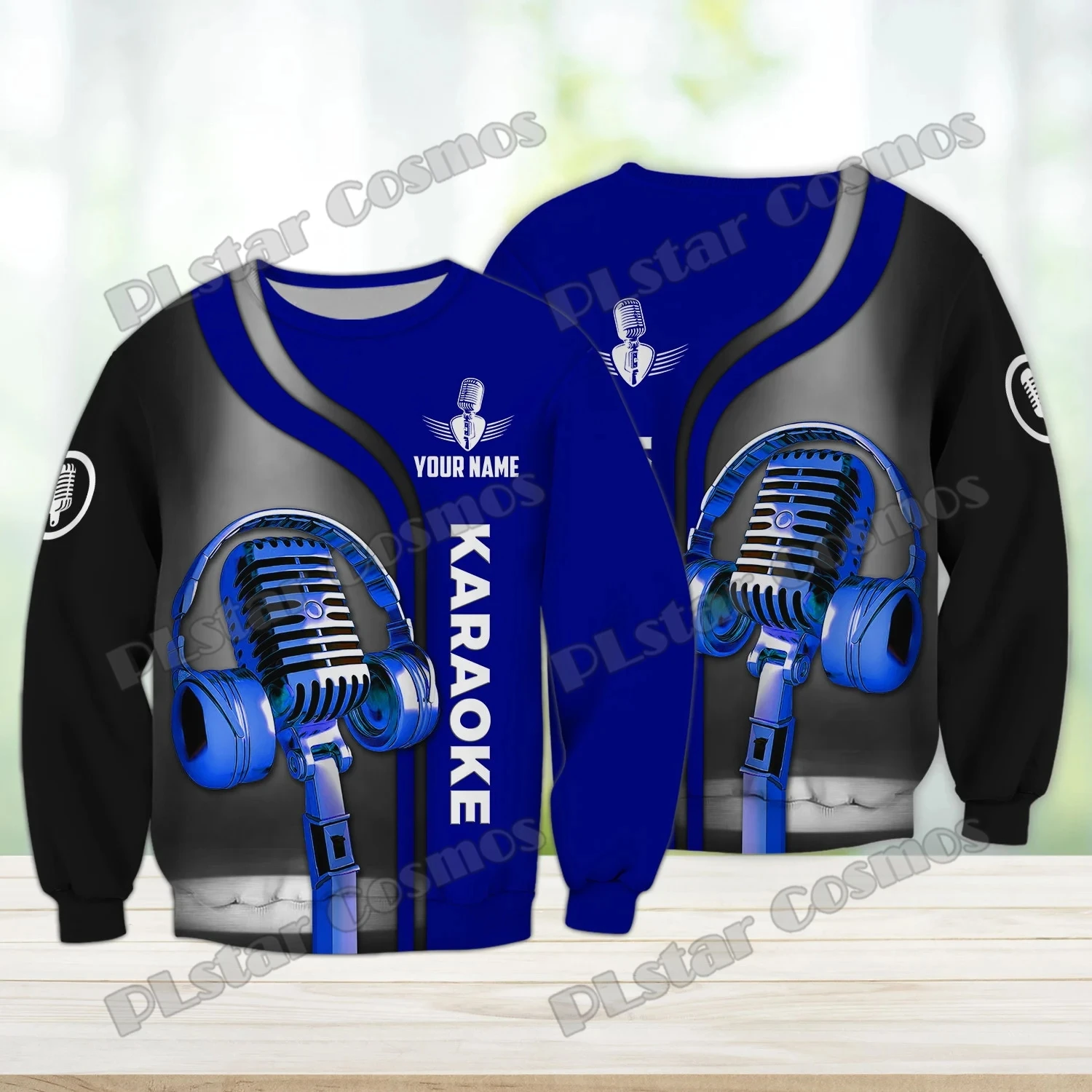 

Karaoke Pattern Blue Custom Name 3D Printed Fashion Men's Crewneck Sweatshirt Autumn Unisex Casual Long sleeve Pullover TDD227