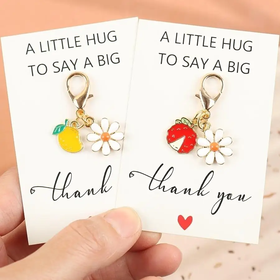 1/5/10/20/50/100pcs 2D Flat - s 2D Cute Fruit Floral Keychain Set, Exquisite Additions for Summer Clothes And Bags, Handmade Add