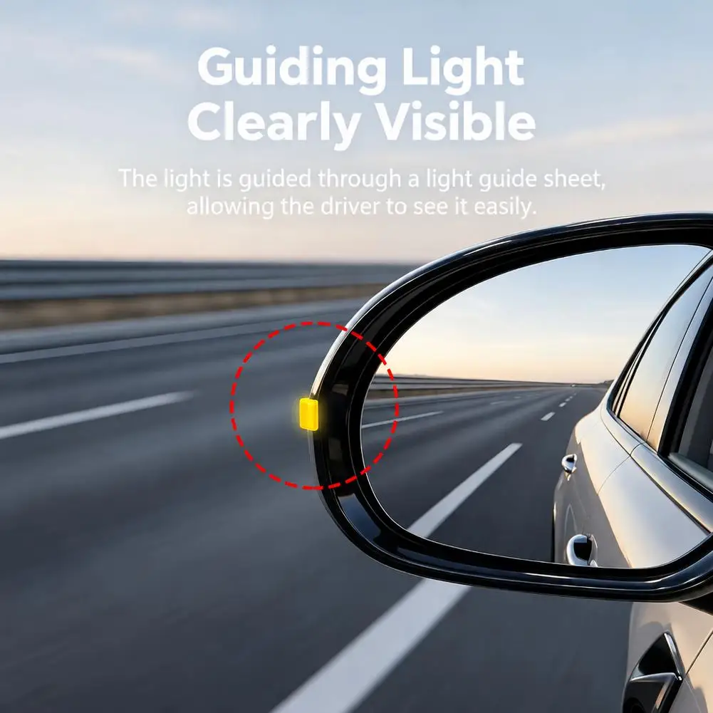2pcs Side Mirror Light Guide Block LED Lamp Turn Signal Light Car Rearview Mirror Indicator Lamp Decorative Accessories