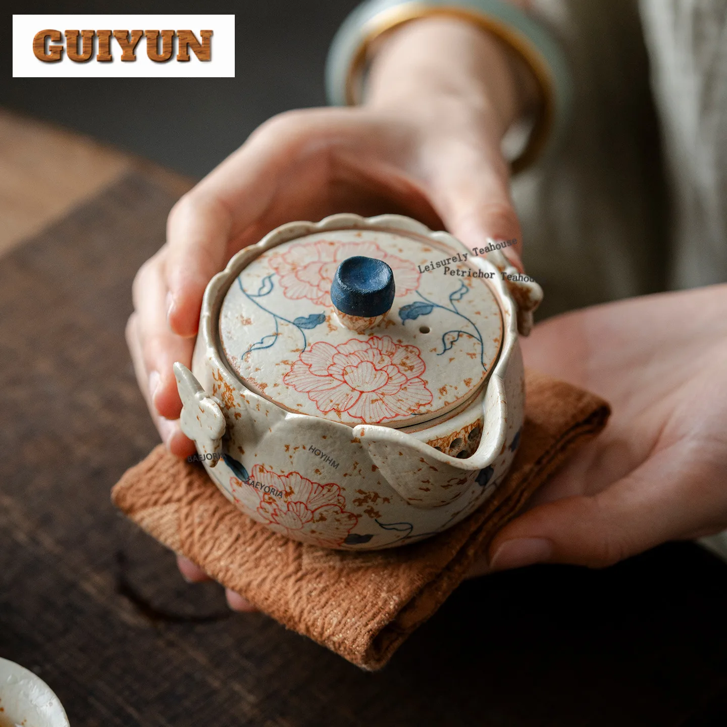 150ml Hand-painted Peony Teapot Elegant Tea Infuser Pot Household Tea Brewing Kettle With Strainer Chinese Tea Cha Ornaments
