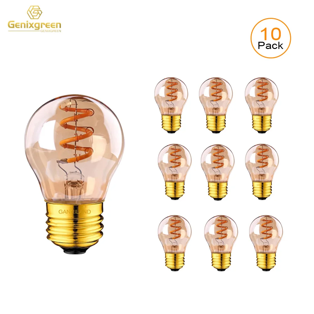 

Retro E27 LED Bulb G45 Spiral Filament Light Bulb Globe Antique Edison 3W Amber Glass 2200K Dimmable Lamp For Chandelier Pendant