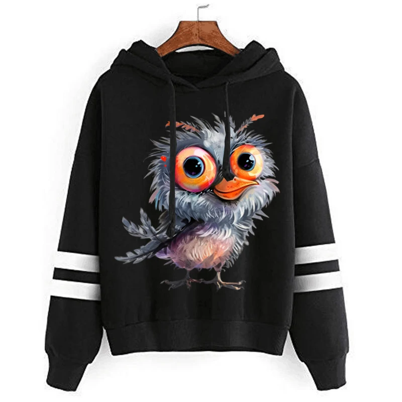 Quirky Funny Bird Autumn Casual Hoodies Unisex Big Eyed Bird Big Eyed Bird Streetwear Hoodie Animal Cartoon Street Sweatshirts