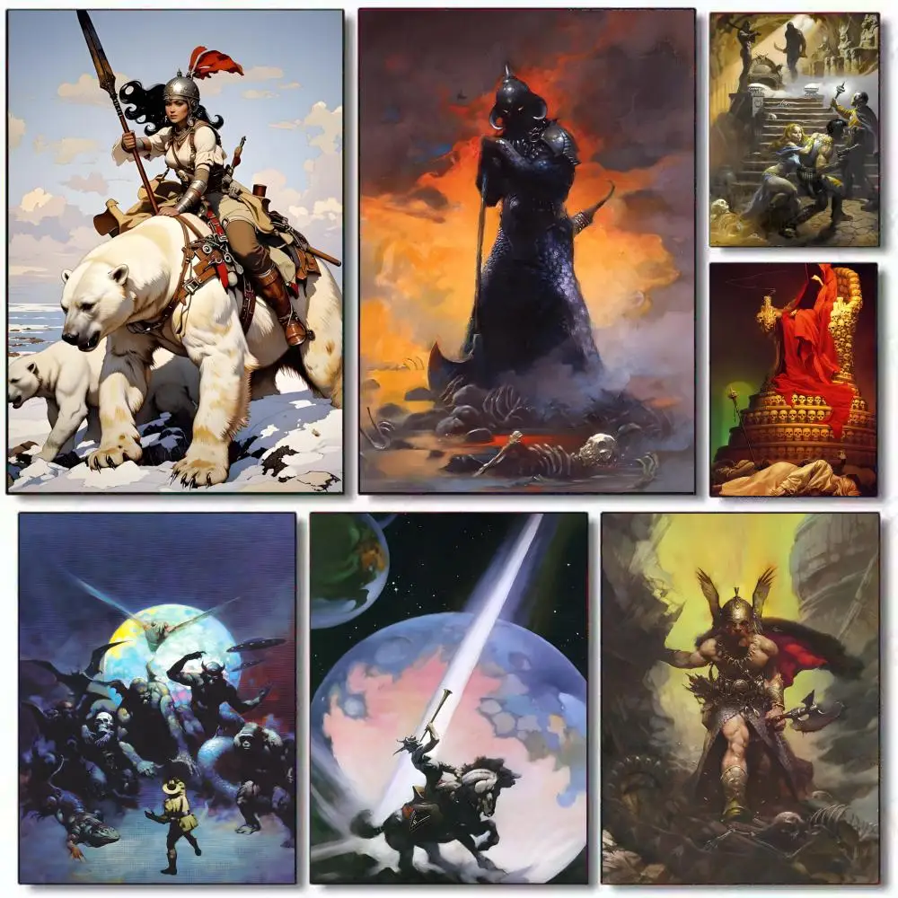 Poster HD PVC selbstklebende Wandkunst – wasserdicht wiederverwendbar für Home Office Cafe Frank Frazetta