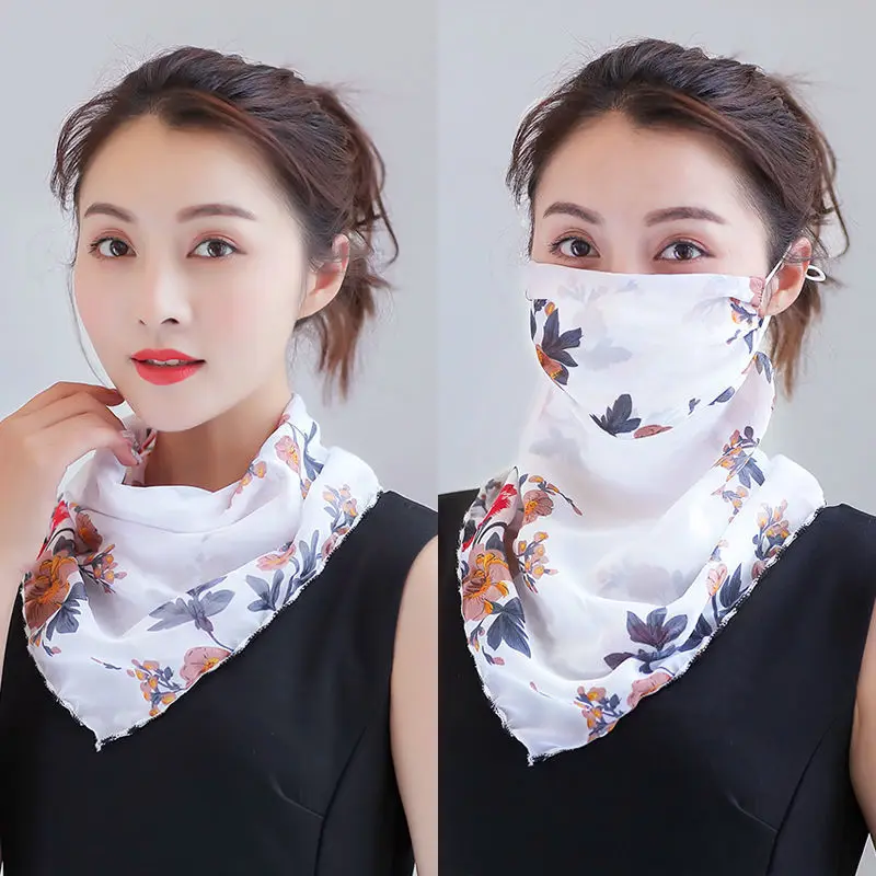 Sunscreen triangle scarf neck mask female summer UV protection breathable thin mask riding veil shade