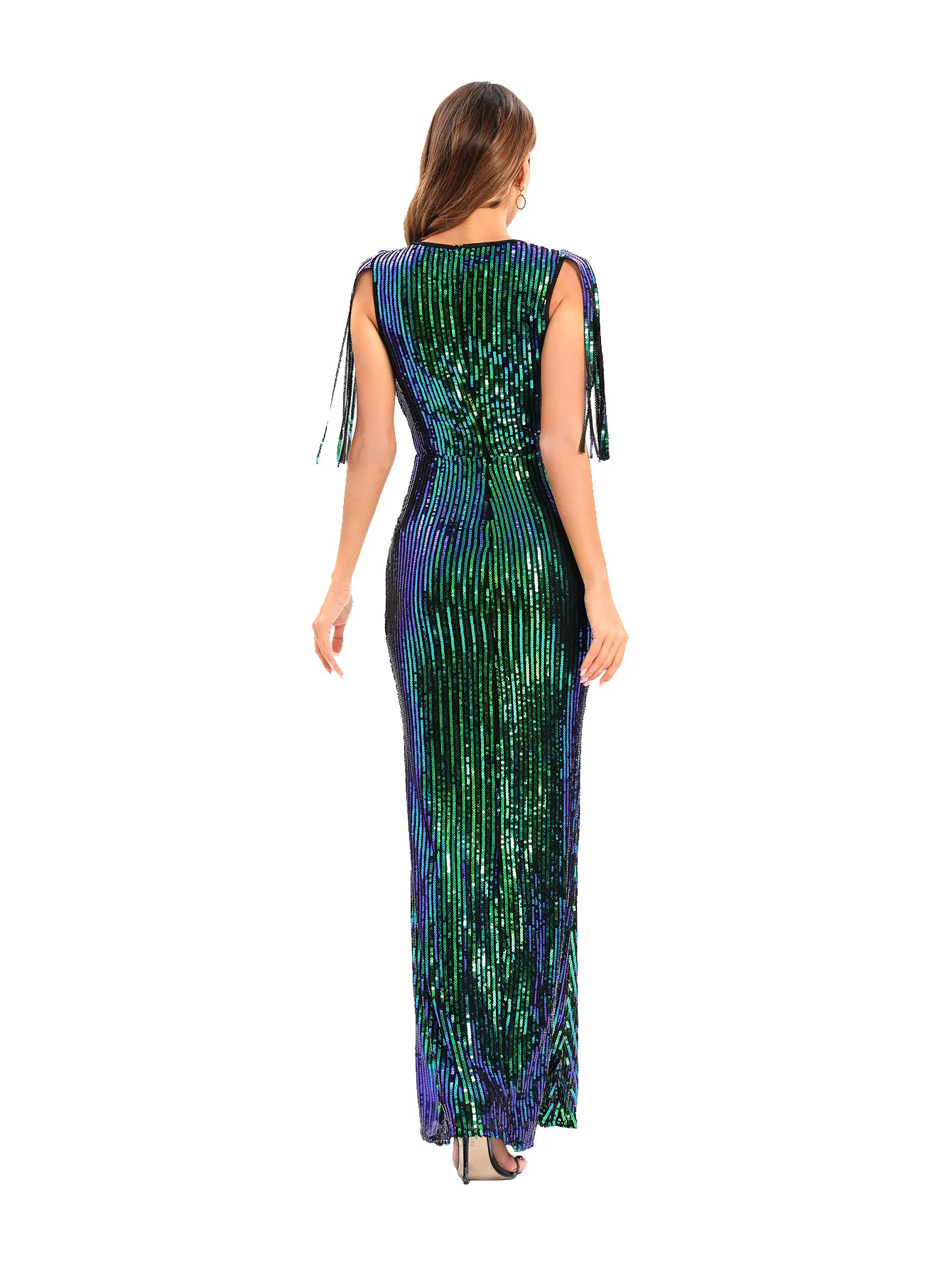 Robe de soirée à paillettes verte rétro, Sexy, tempérament élégant et fin, simple, nouveaux vêtements pour femmes, été