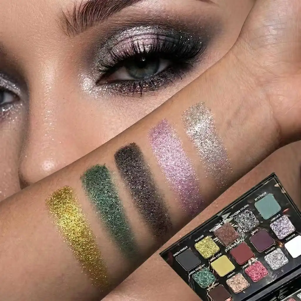 Dark Color Smoke 15 Color Eye Shadow Plate Glitter Shimmer Eyeshadow Palette,Velvety Matte&Satin Finish for Eyes Long Lasting