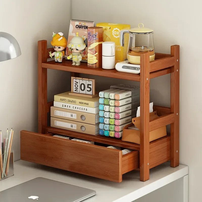 Exquisite Household GoodsDesktop Shelves Office With Drawers Storage Organized Shelves Multi-layer Stationery Storage Racks