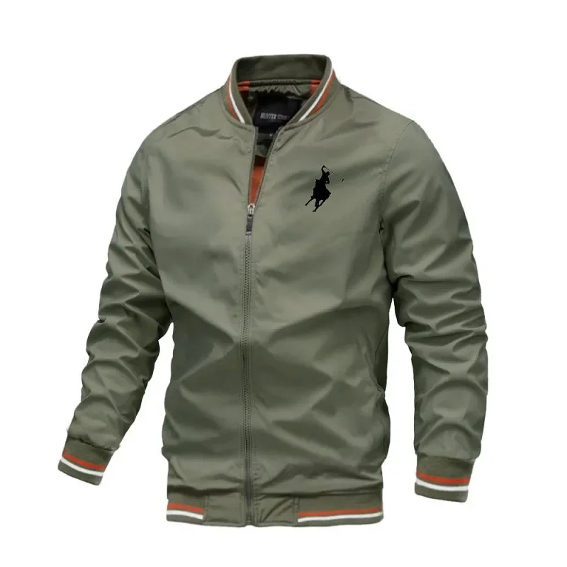 Spring and Autumn Men's Stand-Up Collar Casual Zipper Jacket, Outdoor Sports Coat, Windproof Jacket, Fashionable Lightweight Spo