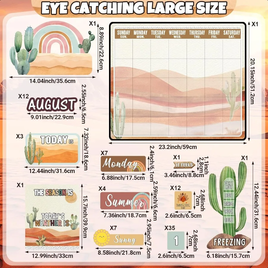 Cholemy 85 Pcs Calendar Bulletin Board Set Classroom Calendar Bulletin Board with Numbers Month Weather Classroom Decoration Wa