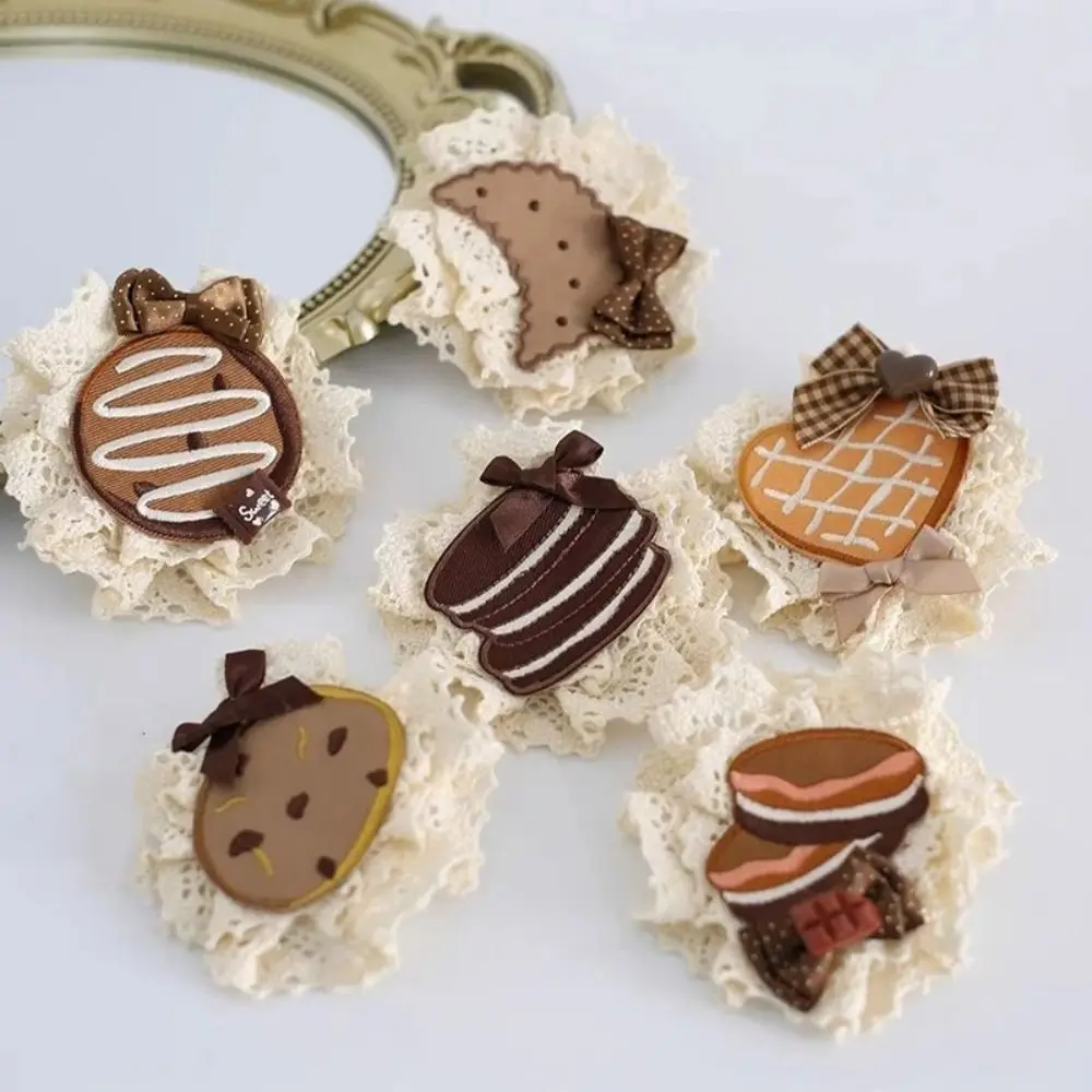 

Fashion Handmade Lolita Hair Clip Paper Cup Cake Lace Bow Hair Clip Cartoon Cute Mint Chocolate Hair Clip Women Girls