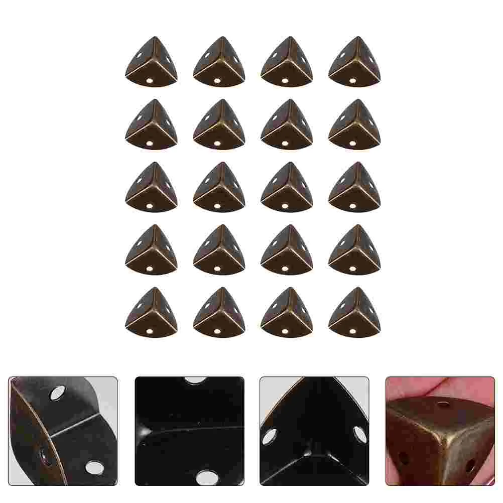 20 Pcs Wooden Box Corner Safety Bumper Retro Angle Table Furniture Protectors Iron Jewelry Case