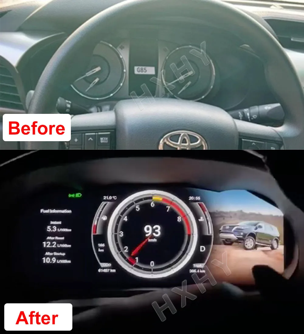 2026 Latest Original Car Digital LINUX Instrument Cluster For Toyota Hilux 2005-2024 LCD Speedmeters Dashboard Player