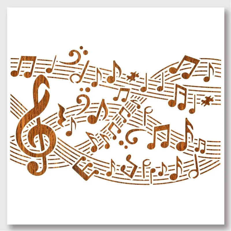 1pc Music Score PET Stencil, Reusable Musical Note Painting Templates DIY Art Craft Painting Wall Cut Stencils 11.7×8.3\