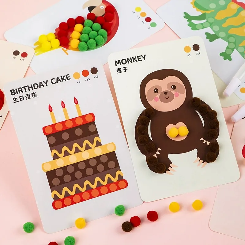 어린이 털공 페인팅 장난감 선물 DIY 제작 재료 포장 창의적인 플러시 볼 어린이 수공예 장난감 선물