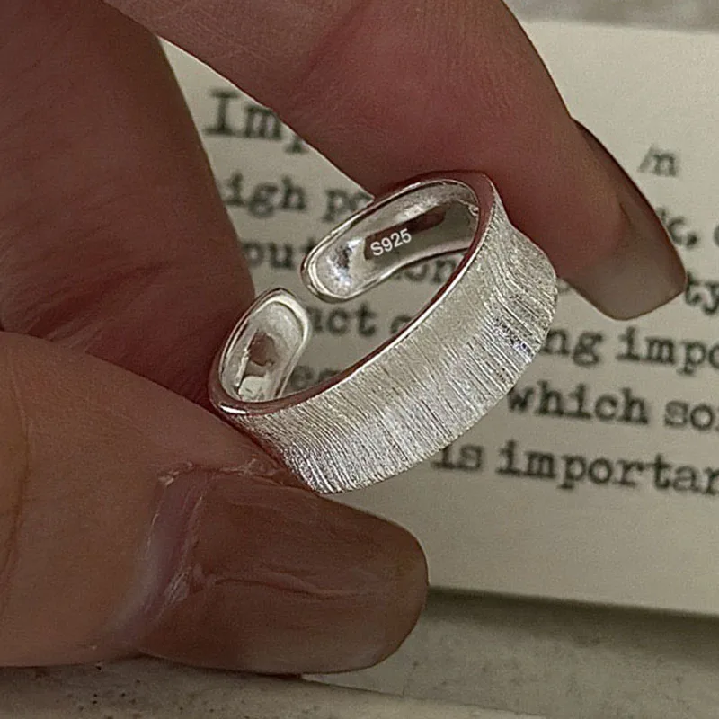 925 Sterling Silver Rings For Women Geometric Fine Jewelry Finger Adjustable Sparkling Strip Zircon Ring For Party Birthday Gift