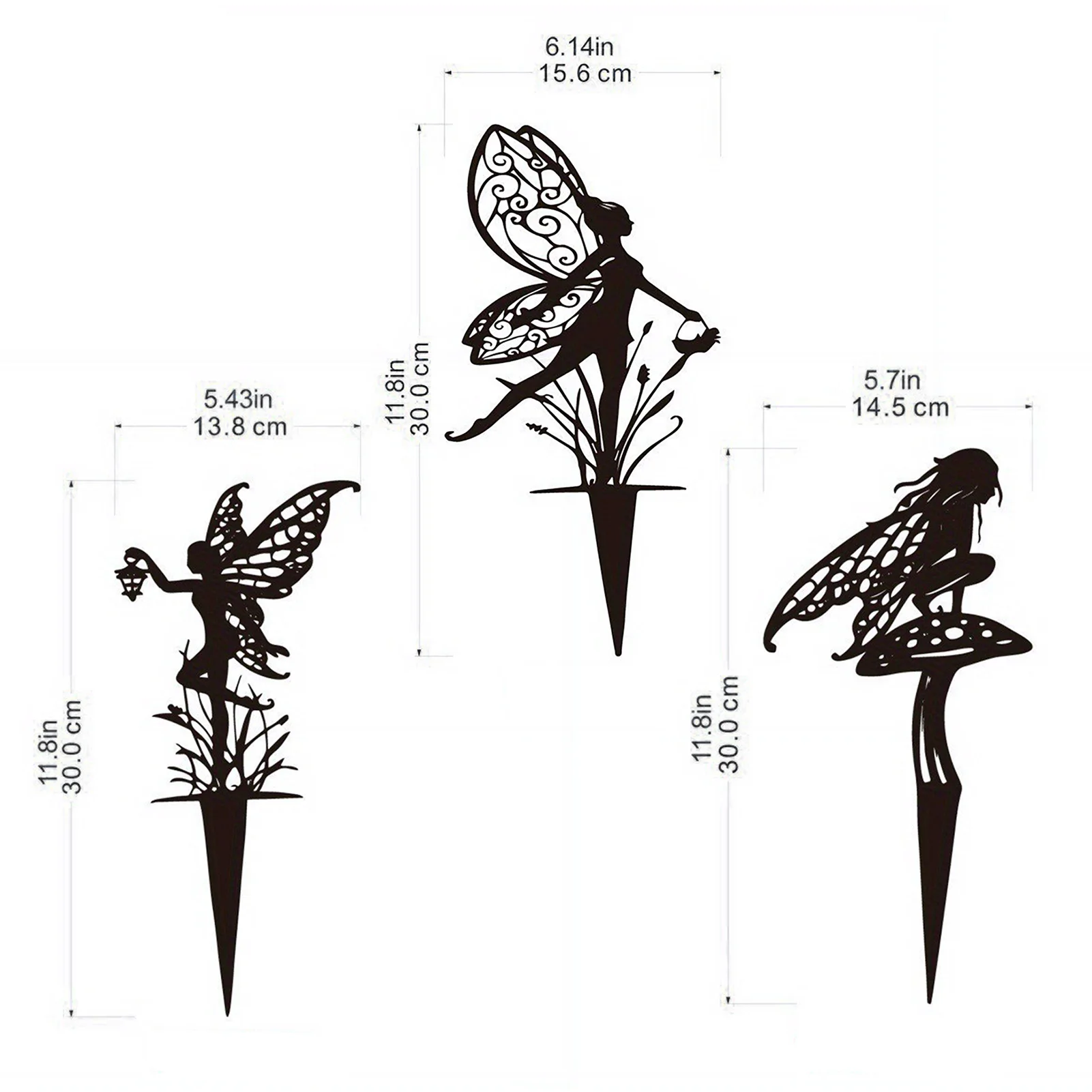 Decorative Garden Stakes, Fairy Courtyard Statues Yard Sign Iron Ground Insert Outdoor Decor For Lawn