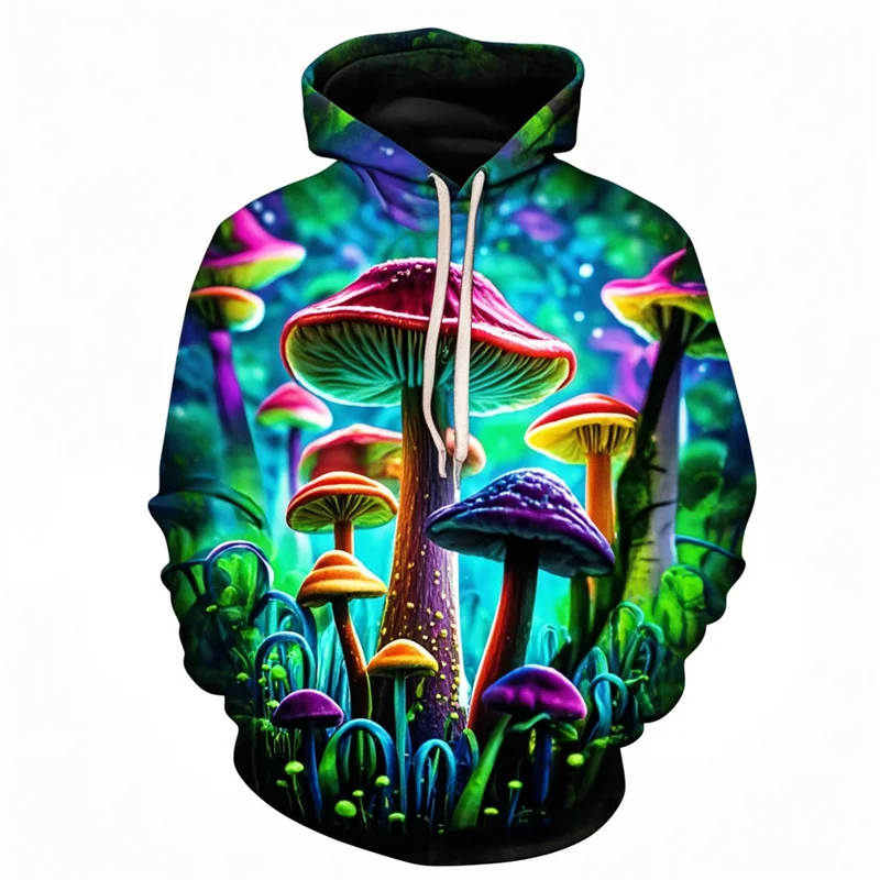 Psychedelic Mushrooms 3D Printing Hoodies Colorful Mashrooms Graphic Sweatshirts For Women Fashion Mens Clothing Pullovers Tops