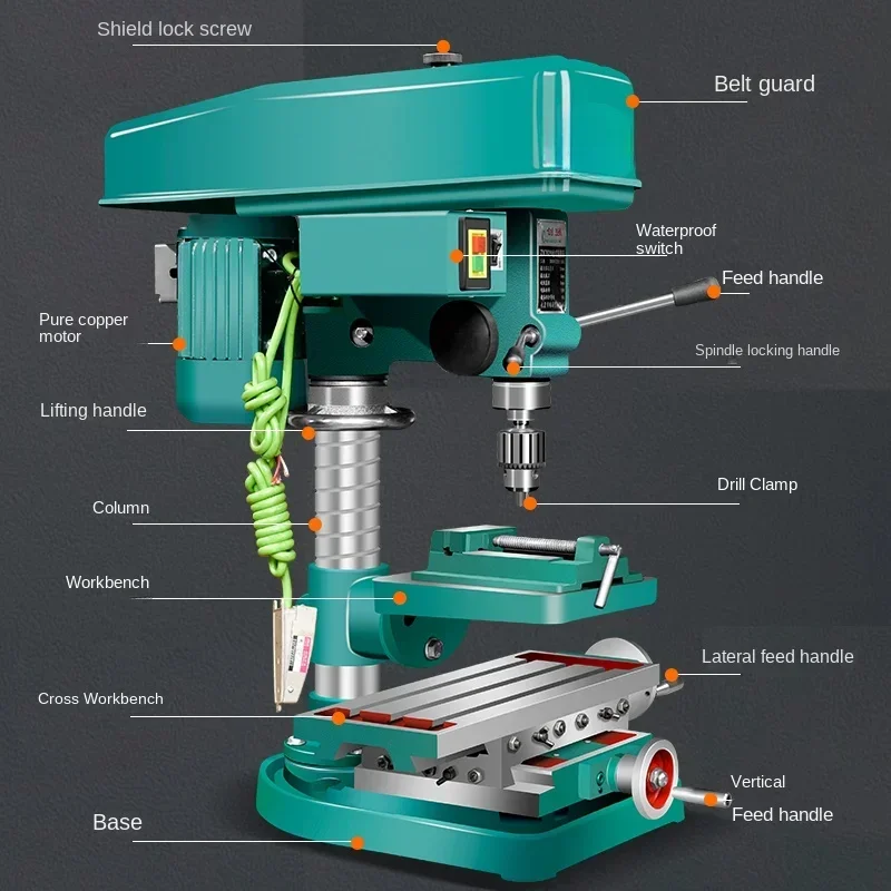 Drilling, tapping, washing three purpose industrial high-power precision multi-function drilling machine 380V