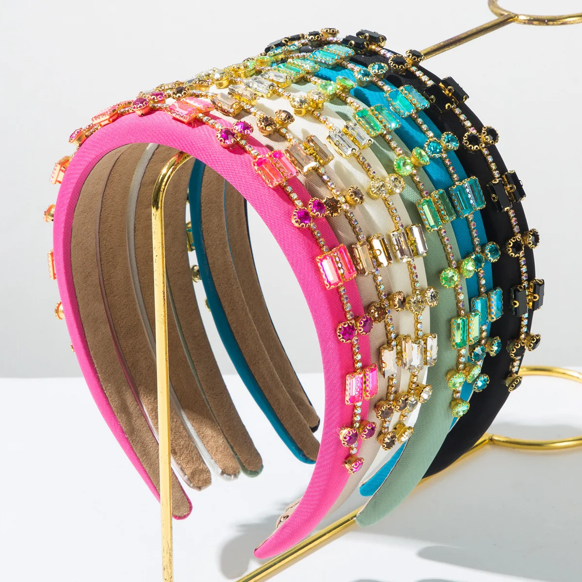 

European and American Fashion Baroque Colorful Glass Diamond Headband Women's Luxury High-quality Hair Accessories