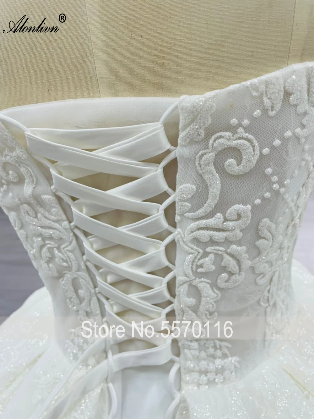 Alonlivn-Robes de Rhen dentelle avec corset sans bretelles, robe de mariée brodée scintillante, robe de Rh3D, gestion réelle, Rotterdam Kle