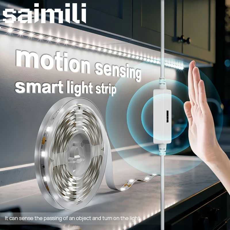 USB LED Strip Light With Motion Sensor Swich Dimmer Self-Adh